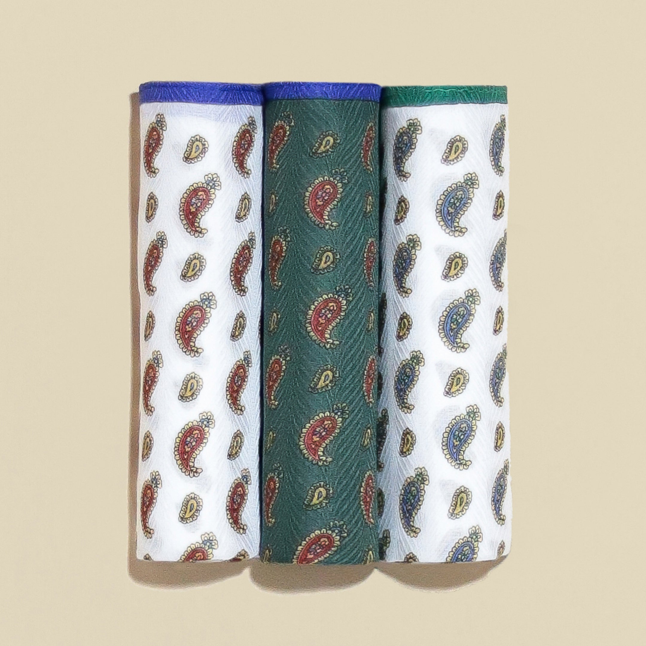 Men's Handkerchief Box Set - Paisley Signature Handkerchief Set - Designed in Italy