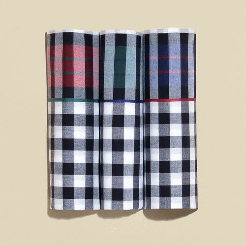 Men's Handkerchief Box Set - Bordered Checks